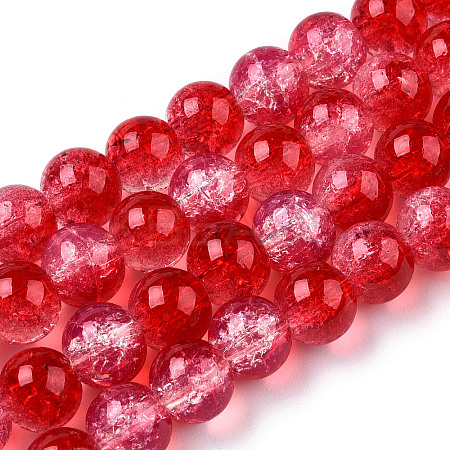 Transparent Crackle Baking Paint Glass Beads Strands X2-DGLA-T003-01A-08-1