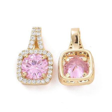 Brass Micro Pave Cubic Zirconia Pendants KK-E068-VC427-1