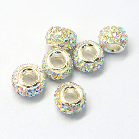 Alloy Glass Rhinestone European Beads X-PALLOY-Q313-37E-1