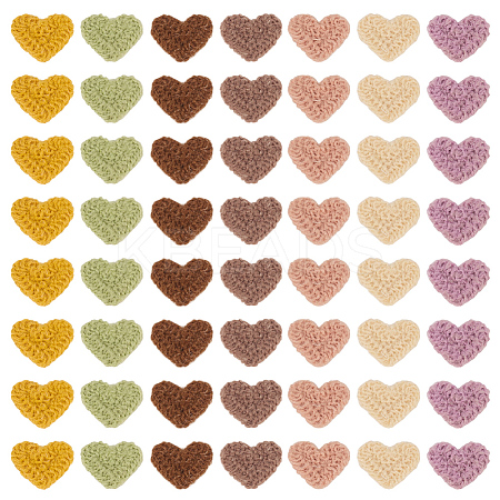 56Pcs 7 Colors Heart Polyester Embroidery Cloth Patches DIY-MA0006-84-1