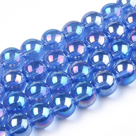 Electroplate Transparent Glass Beads Strands GLAA-T032-T10mm-AB04-1