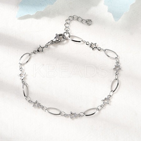304 Stainless Steel Link Bracelets BJEW-A044-03B-P-1