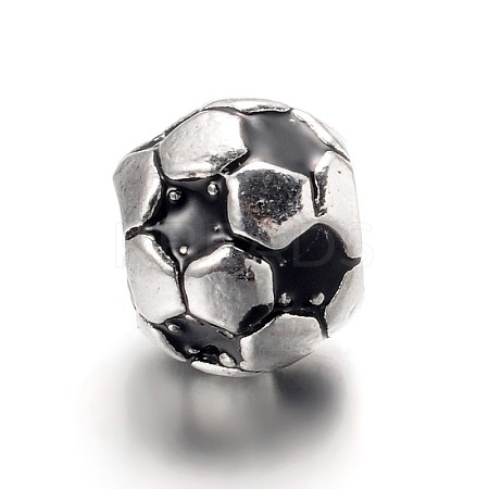 Large Hole Football Alloy Enamel European Beads X-MPDL-L013-02B-1