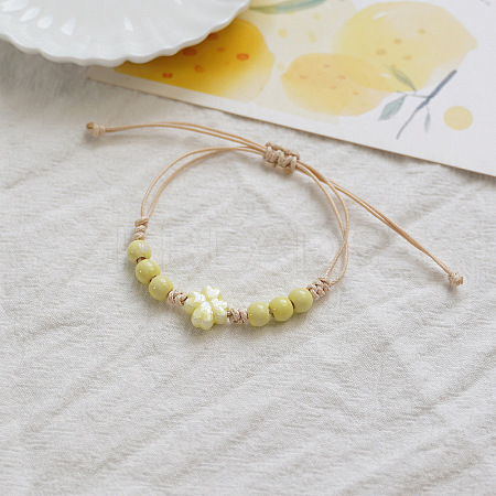 Clover Ceramic Beads Braided Bead Bracelets FS-WGDB922-01-1