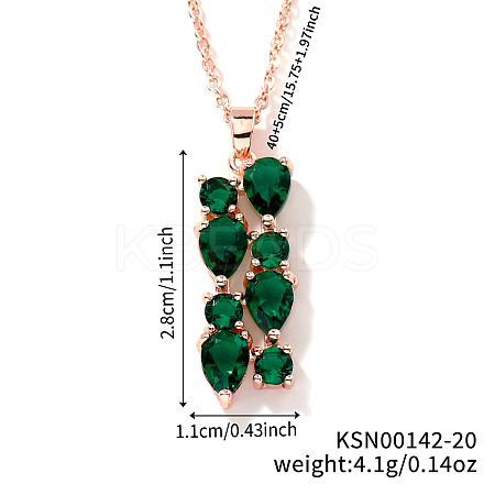 Brass Cubic Zirconia Long Tassel Pendant Necklaces for Fashionable Statement Style DV3387-20-1