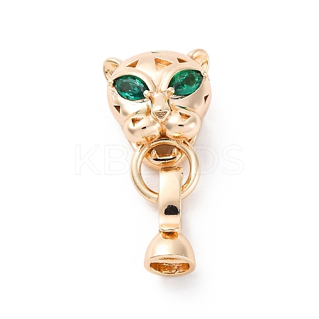 Brass Green Glass Peg Bails KK-D360-26G-1