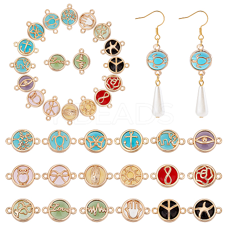 36Pcs 18 Styles Glass Connector Charms GLAA-PH0002-80-1