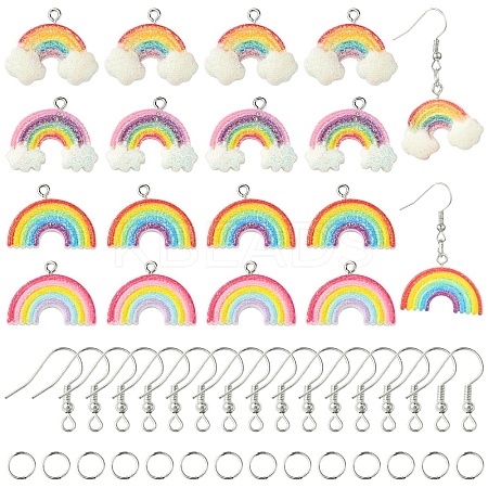 DIY Rainbow Opaque Resin Dangle Earring Jewelry Kits DIY-YW0010-80-1