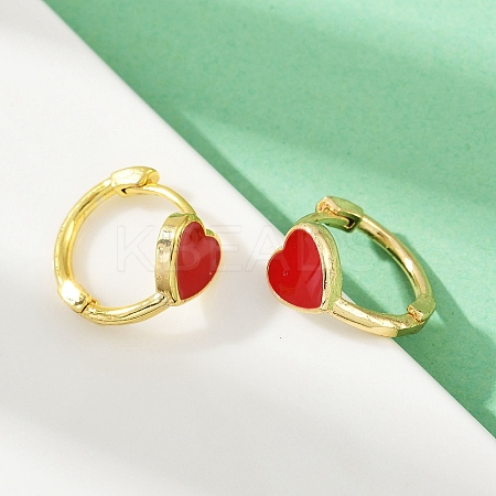 Heart Brass Enamel Hoop Earrings LS-EJEW-S277-03G-1