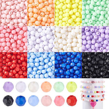 1200Pcs 12 Styles Opaque Acrylic Beaded OACR-GA0001-23A-1