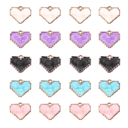70Pcs 5 Colors Light Gold Plated Alloy Enamel Pendants ENAM-CJ0001-94-1