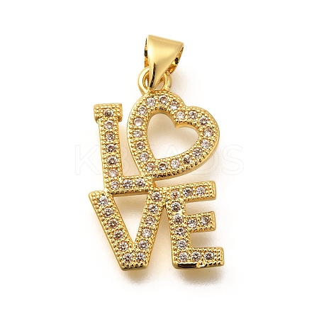 Rack Plating Brass Micro Pave Cubic Zirconia Pendants KK-L226-013G-1
