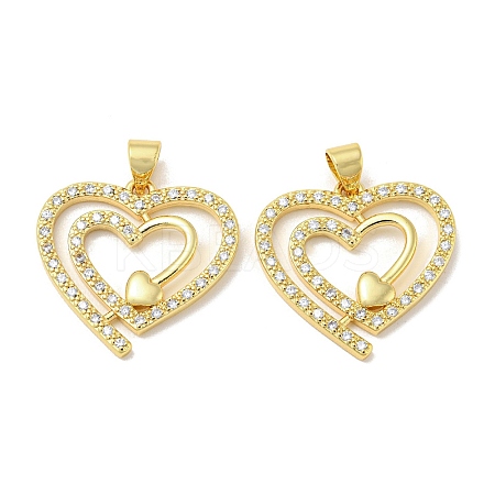 Rack Plating Brass Micro Pave Cubic Zirconia Pendants KK-F869-05G-1