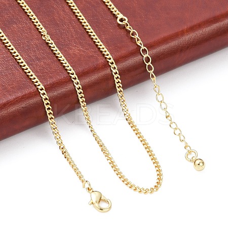 Brass Curb Chain Necklaces X-NJEW-K123-09G-1