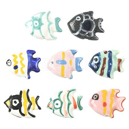 8Pcs 8 Colors Handmade Porcelain Beads PORC-FS0001-52-1