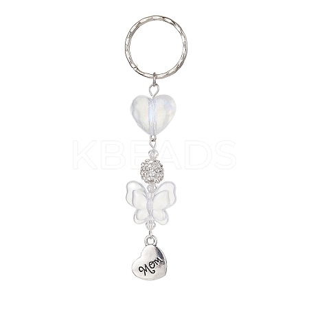 Mother's Day Alloy Heart with Word Mom Pendant Keychain KEYC-JKC00599-1