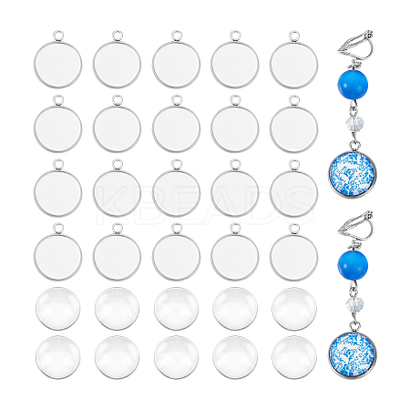 DIY Blank Dome 304 Stainless Steel Pendant Making Kits DIY-UN0056-03A-1