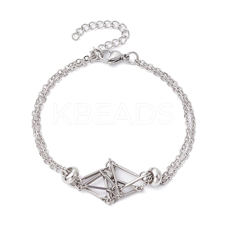 Tarnish Resistant 201 Stainless Steel Macrame Pouch Braided Gemstone Holder Bracelet Making BJEW-JB09620-02-1