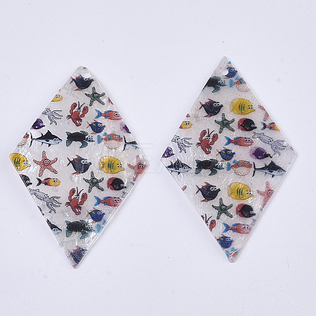 Printed Capiz Shell Pendants LS-SHEL-T016-08D-1