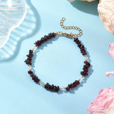 Natural Garnet Chip Beaded Bracelets for Women BJEW-JB11742-05-1