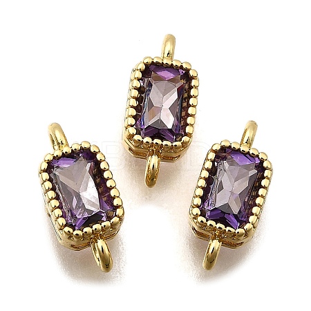 Real 18K Gold Plated Brass Micro Pave Cubic Zirconia Links Connectors ZIRC-L100-009G-03-1
