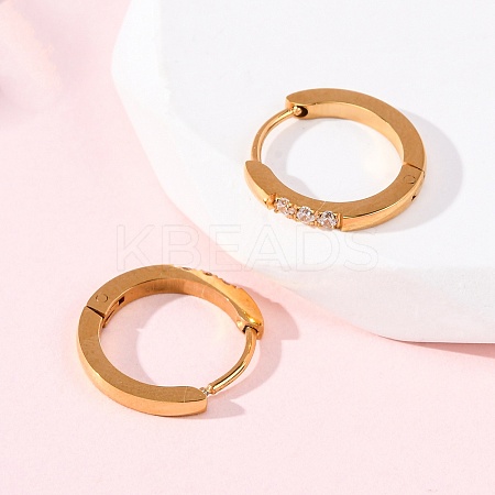 304 Stainless Steel Clear Cubic Zirconia Hoop Earrings EJEW-D331-18C-G-1