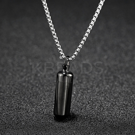 316L Stainless Steel Pill Shape Urn Ashes Pendant Necklace with Box Chains BOTT-PW0001-012EB-1