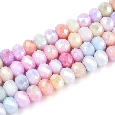 Anti-Tarnish Electroplate Rondelle Glass Beads Strands X-EGLA-T021-6mm-17-10-1