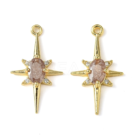 Brass Micro Pave Cubic Zirconia Pendants KK-M277-08G-02-1