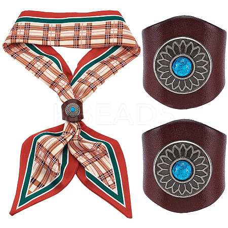 Flower Imitation Leather Scarf Clips AJEW-WH20001-16A-01-1
