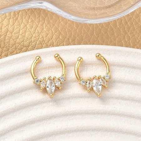 Brass Pave Clear Cubic Zirconia Circular/Horseshoe Barbell Nose Rings EJEW-D337-18C-G-1