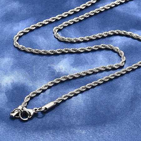 Tarnish Resistant 304 Stainless Steel Rope Chain Necklaces STAS-M174-014P-B-1