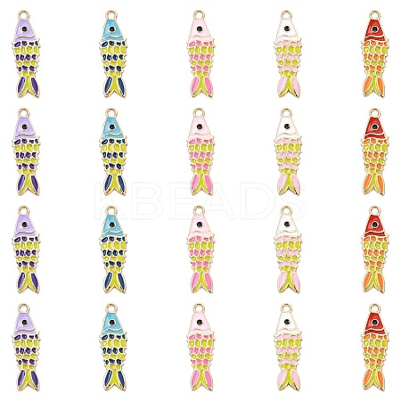 40Pcs 5 Colors Alloy Enamel Pendants ENAM-CJ0007-46-1
