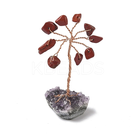 Natural Red Jasper Chips Tree of Life Decorations DJEW-P022-03A-09-1