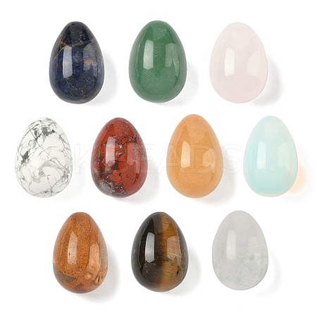 Natural & Synthetic Mixed Gemstone Egg Shape Display Decorations G-Z094-01-1