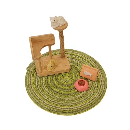 Cat & Carpet & Cat Climber & Cat Food & Cat Food Bowl Resin Mini Model PW-WG0714E-01-1