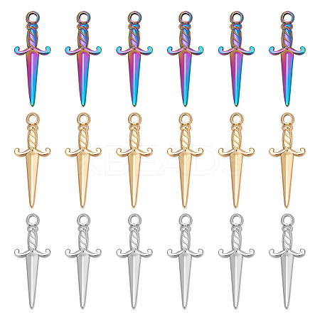 18Pcs 3 Colors 304 Stainless Steel Pendants STAS-UN0042-22-1