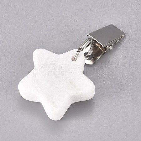 Star Shape Marble Tablecloth Weights with Stainless Steel Tablecloth Clips HJEW-WH0005-09A-1