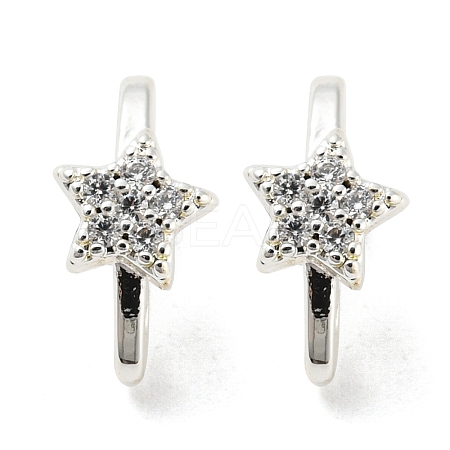 Rack Plating Brass Micro Pave Clear Cubic Zirconia Connector Charms KK-F864-04S-1