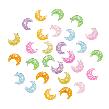 28Pcs 7 Colors Resin Pendants RESI-CJ0001-225-1