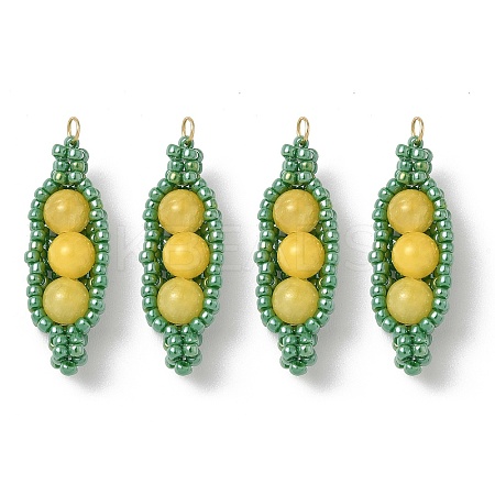 Glass Seed Beaded Pea Pendants PALLOY-MZ00922-02-1
