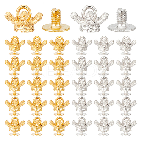 WADORN 32Pcs 2 Colors Alloy Crown Nipple Studs Rivets FIND-WR0006-14-1