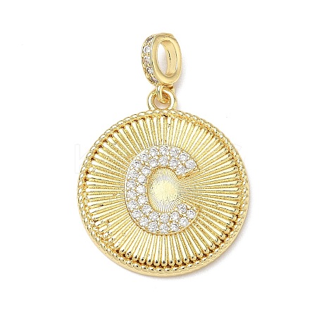 Brass Micro Pave Clear Cubic Zirconia Pendants KK-L253-17G-C-1