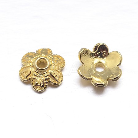 Real 18K Gold Plated 6-Petal 925 Sterling Silver Bead Caps STER-M100-21-1