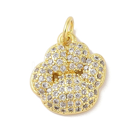 Rack Plating Brass Clear Cubic Zirconia Pendants KK-S380-07G-1