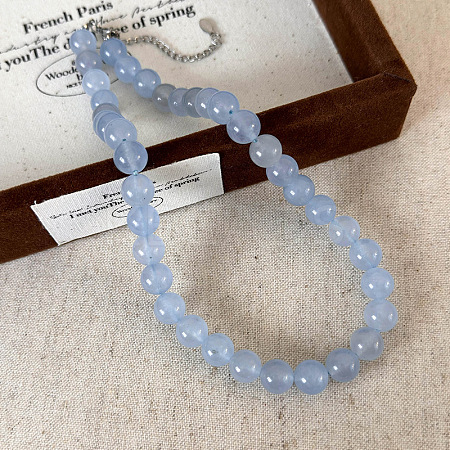 Round Synthetic Stone Beaded Necklaces for Women UZ5669-4-1