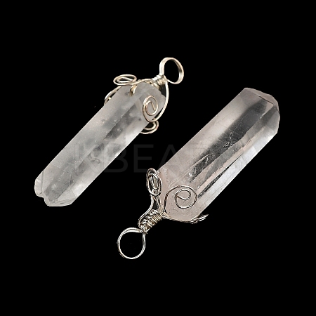 Natural Quartz Crystal Big Pointed Pendants G-P253-01P-1