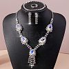 Teardrop Alloy Rhinestone Bracelets & Earrings & Necklaces & Rings Sets for Women FS-WG7FCB3-01-1