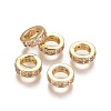 Brass Cubic Zirconia Rondelle European Beads KK-E772-02F-G-2