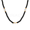Elegant Round Natural Black Onyx(Dyed & Heated) & Glass & Freshwater Pearl Beaded Necklaces WB9753-5